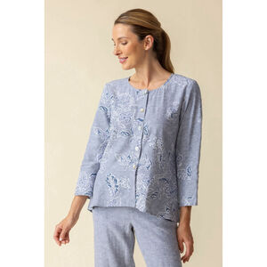 Habitat Linen Cotton Womens Small Bloomer Ali Jacket Indigo